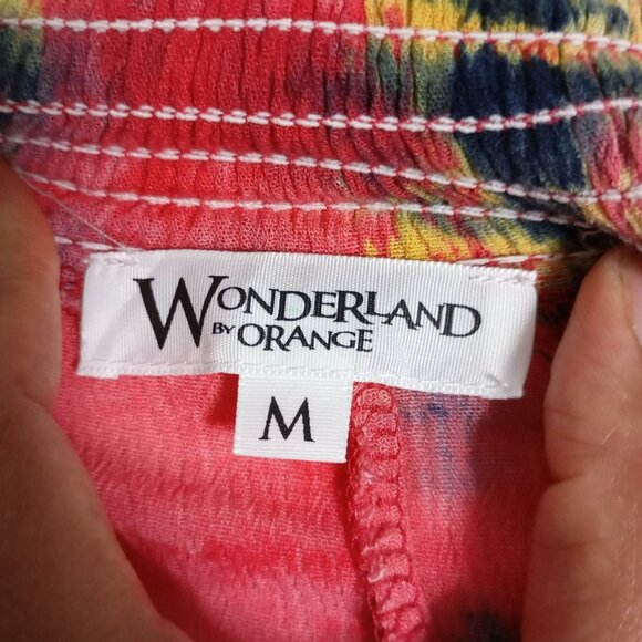 Wonderland By Orange Vintage Romper Sz M With Floral Embroidery & Tie-Dye Design - Picture 2 of 12